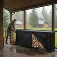 EDX Black Firewood Rack with Waterproof Cover, Steel Log Holder for Indoor and Outdoor Use, Black