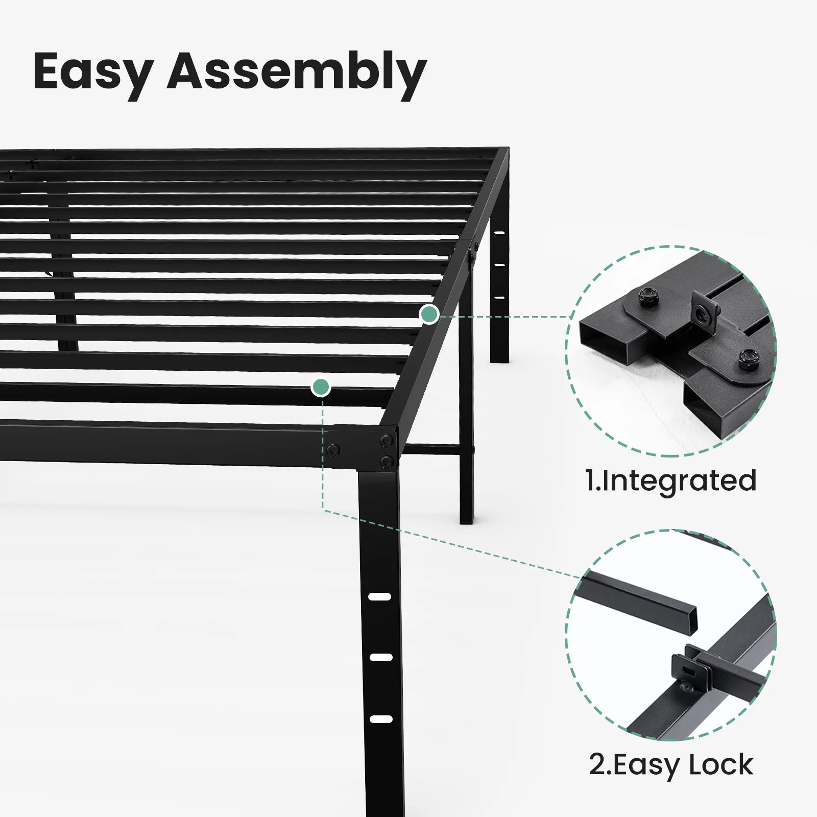 EDX 18 Inch Twin Bed Frame, Extra Tall Metal Platform with Steel Slats, Heavy Duty, Under Bed Storage, Noise Free, Easy Assembly