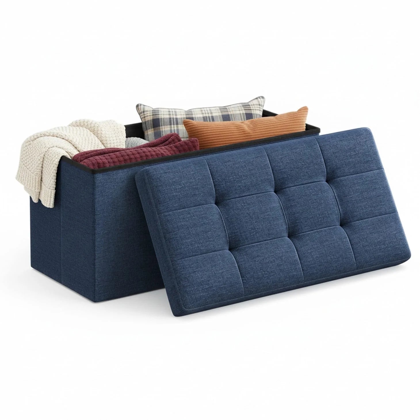 EDX Multi-functional Folding Storage Ottoman Bench, End of Bed Foot Rest Stool with Padded Seat, Bedroom Bench for Living Room, Holds up to 660 Lbs