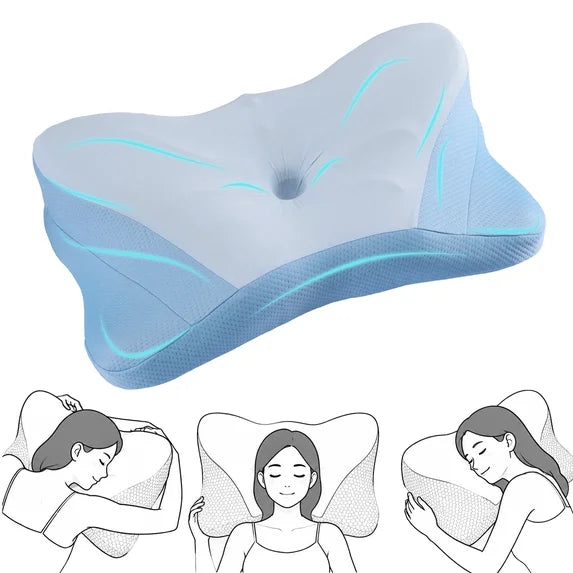 edx Ergonomic Cervical Pillow for Pain Relief Sleeping, Contour Orthopedic Bed Pillow for Back Stomach Sleepers