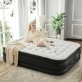 ZUNMOS 16" Air Mattress, Portable Low Noise Colchone Inflable with Built in Pump, Maximum Weight Capacity 600 lbs Air Bed for Camping, Beach, Outdoor