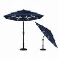 EdX 9.2 FT 3-Layer Solar Patio Umbrella, 32 LED Lights Market Umbrella with Adjustable Tilt, 8-Rib Outdoor Sunshade for Backyard, Deck and Poolside