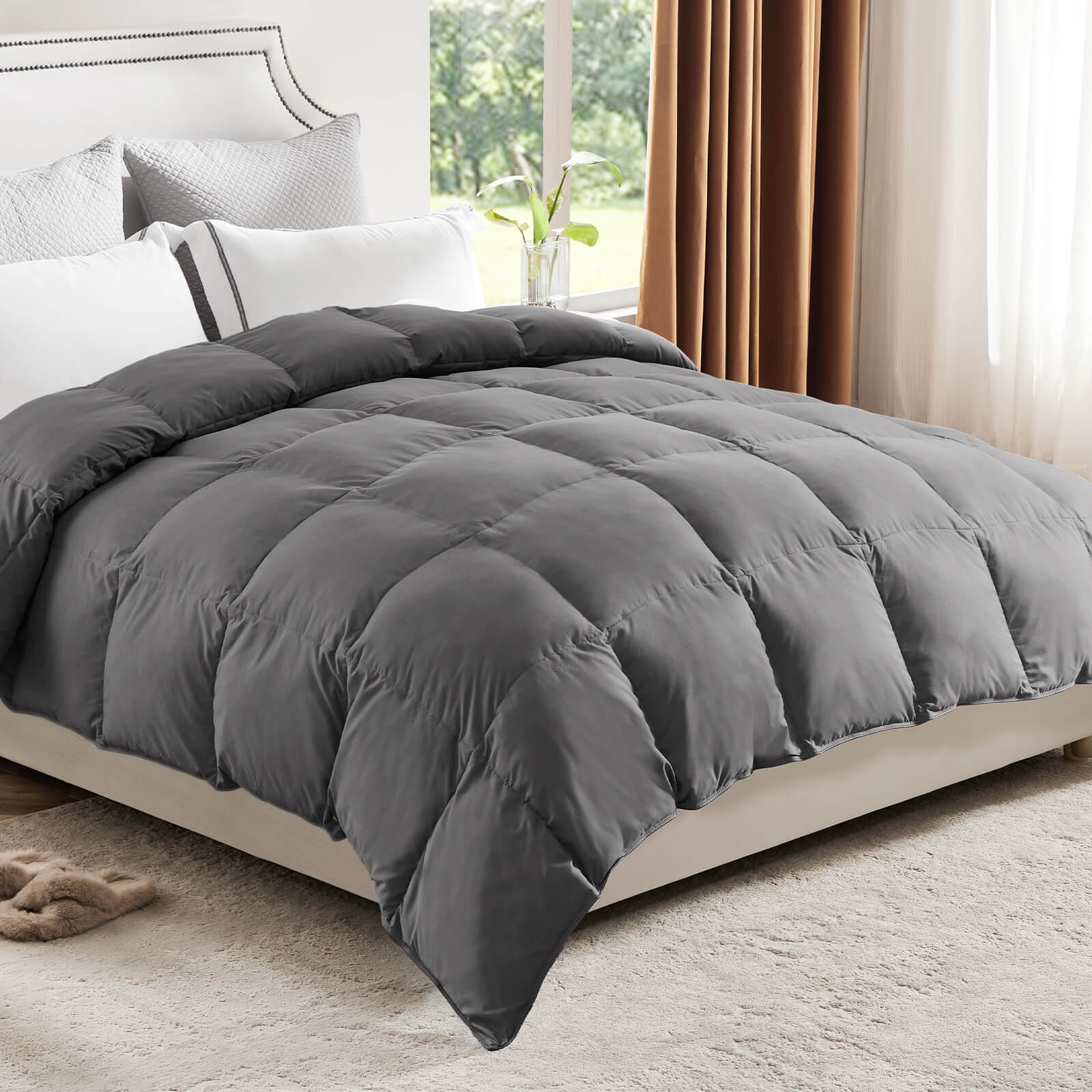 edx Fluffy Duvet Insert, Hotel Feather Comforter, Lightweight Down Alternative