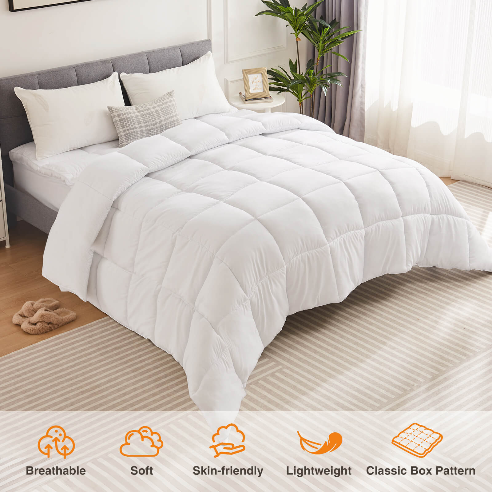 edx Fluffy Duvet Insert, Hotel Feather Comforter, Lightweight Down Alternative