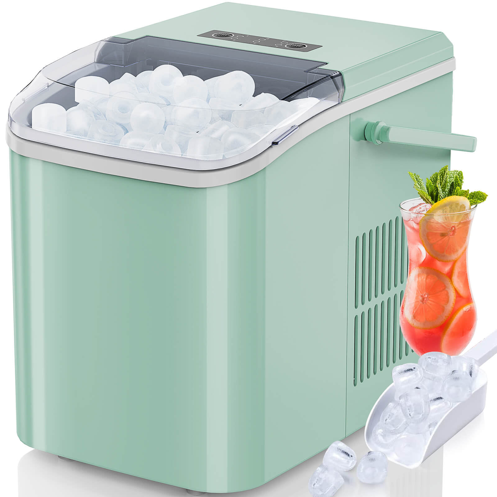 edx Countertop Ice Maker Machine, Portable Self-Cleaning Ice Machine with Ice Scoop, Basket and Handle
