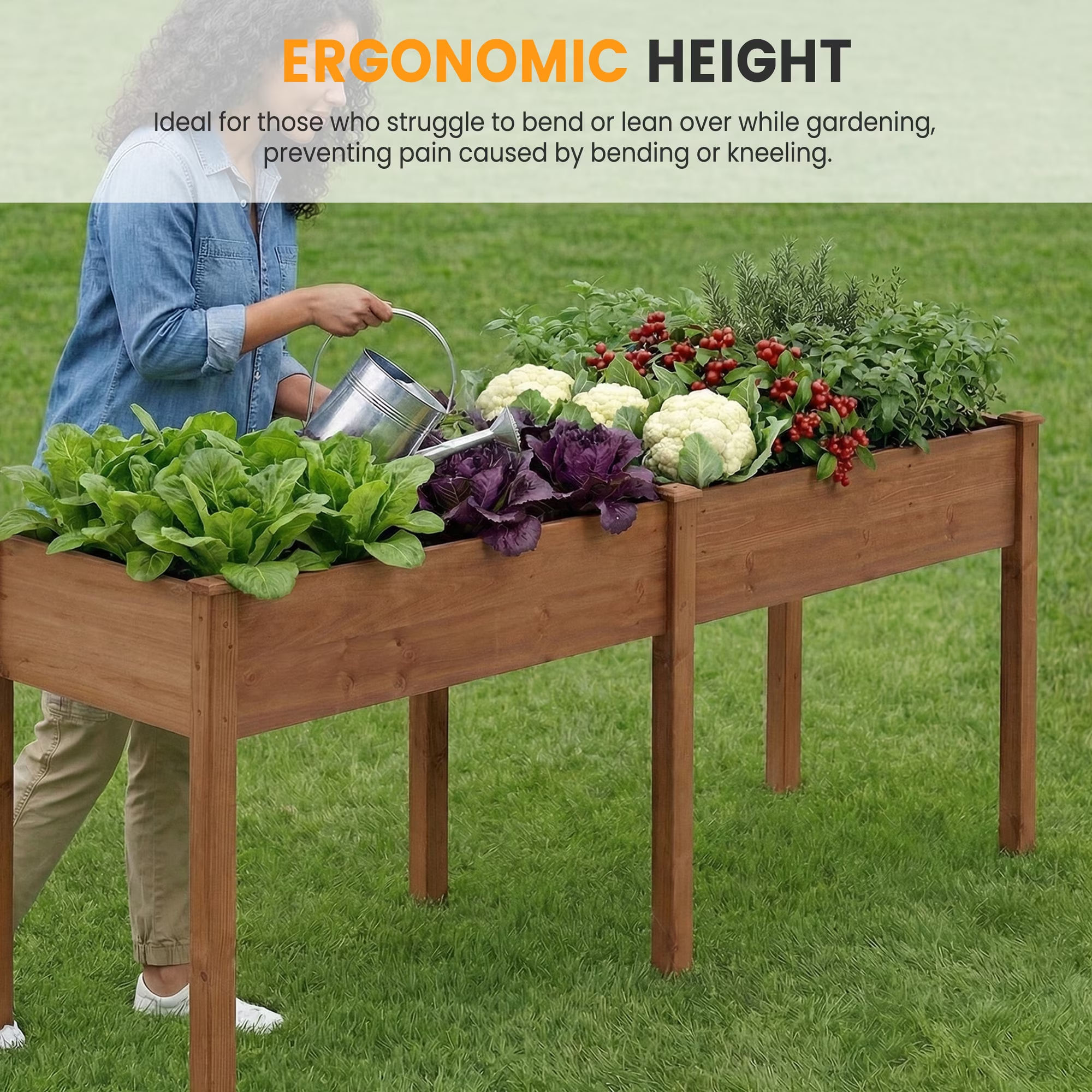 EDX Wooden Raised Garden Bed, Outdoor Planter Box Kit for Vegetables, Flowers and Herbs