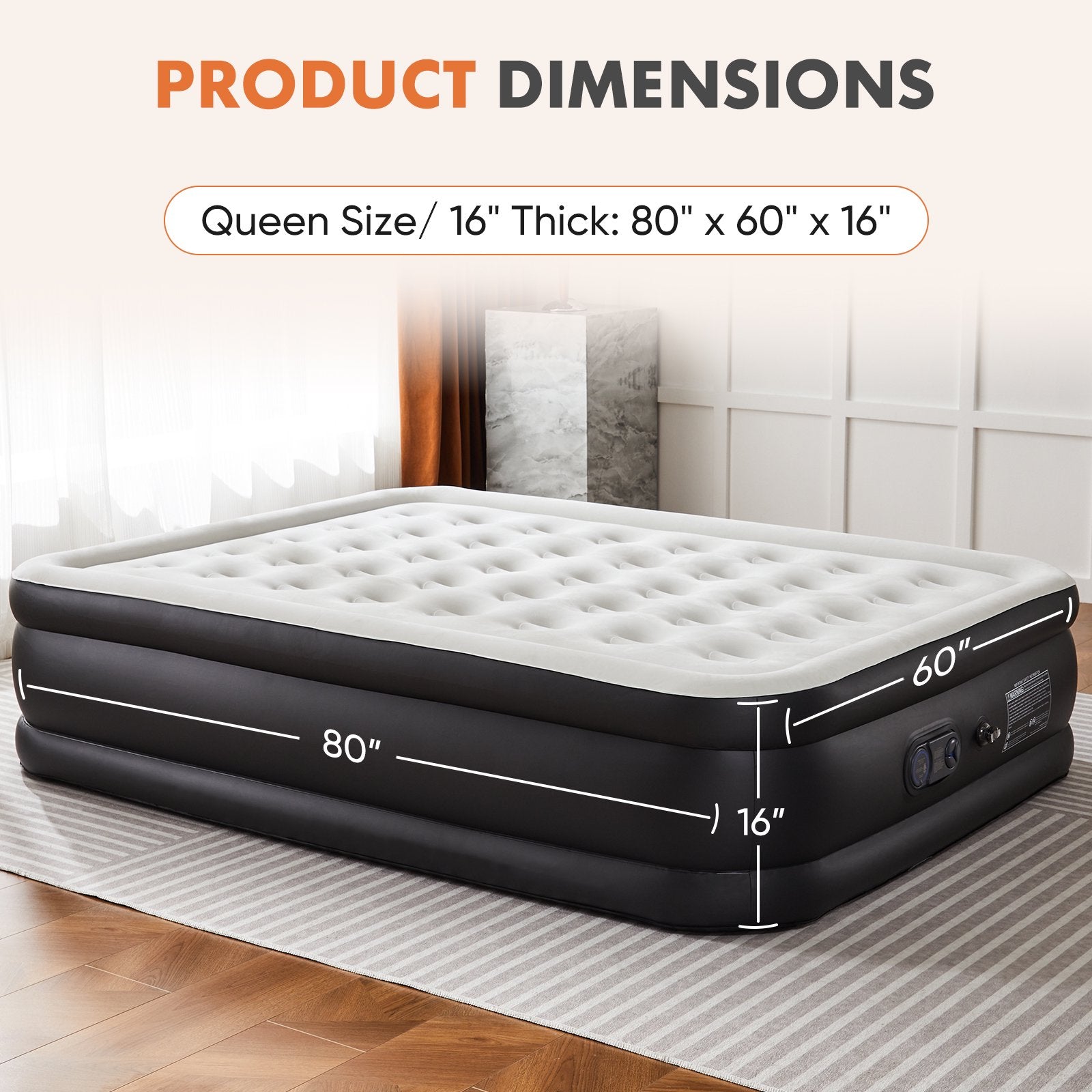 edx Air Mattress Bed with Built- in Pump Blow Up Mattresses for Camping, Indoor Colchon, Guests Air Bed