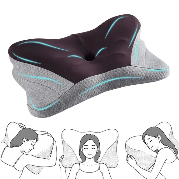 edx Ergonomic Cervical Pillow for Pain Relief Sleeping, Contour Orthopedic Bed Pillow for Back Stomach Sleepers