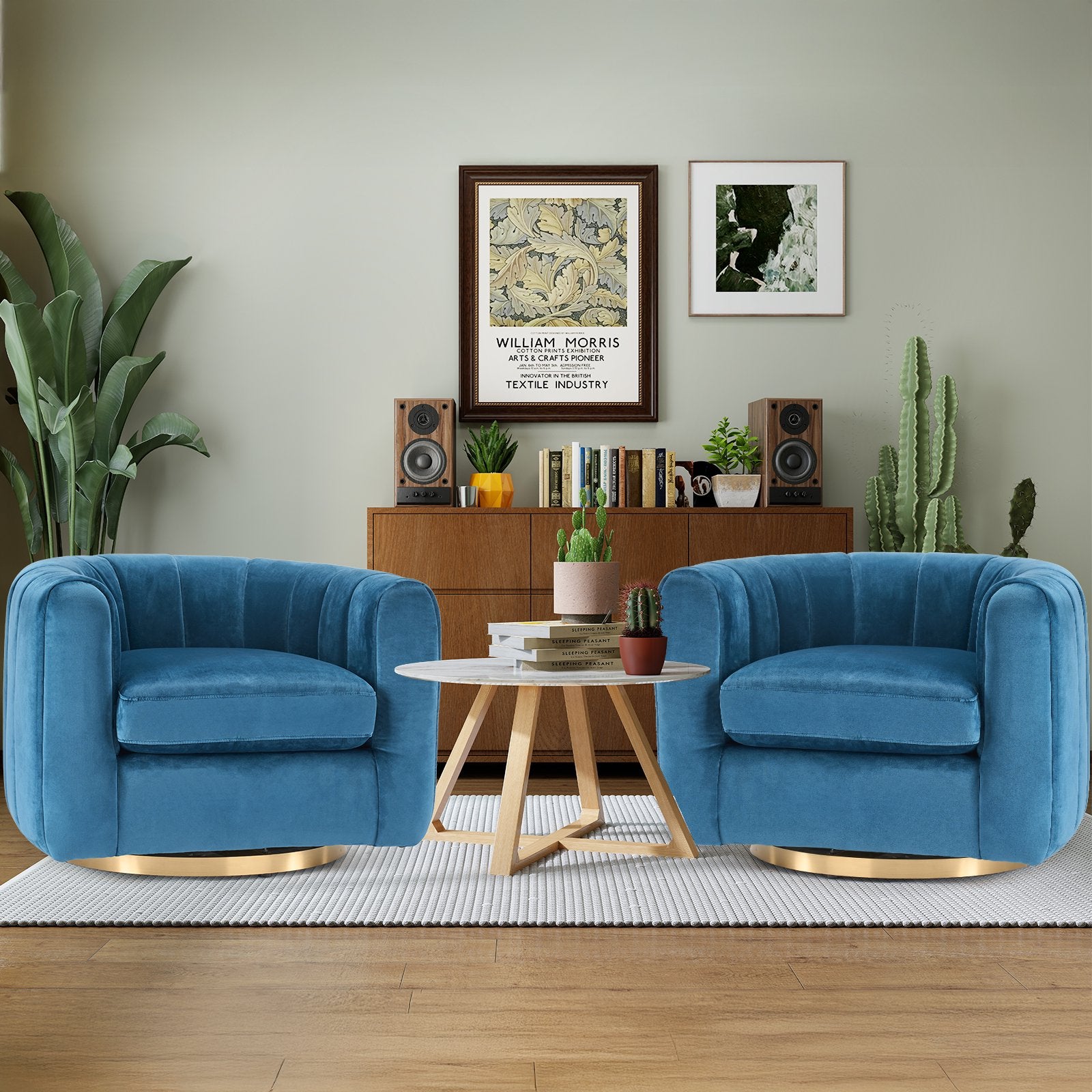 EDX Swivel Accent Chair, Reclining Velvet Barrel Chair