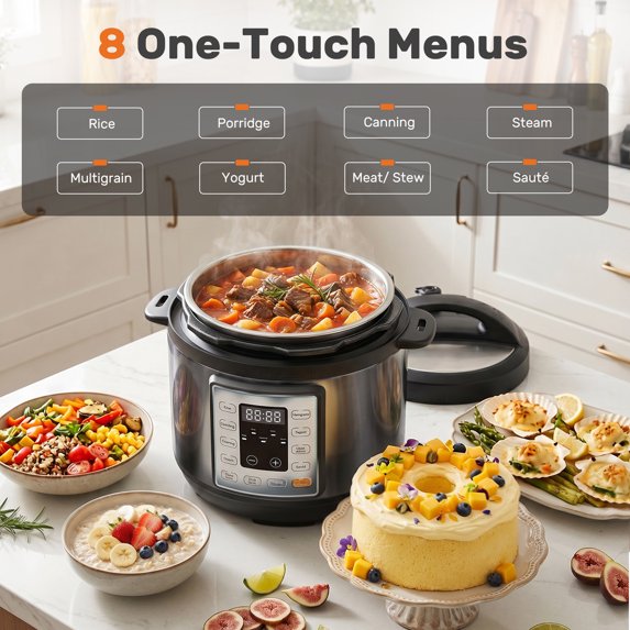 edx 3 Quart Electric pressure cooker,Multi-Function Features Stainless Steel Pot with 8 Functional Modes & Programmable Timer