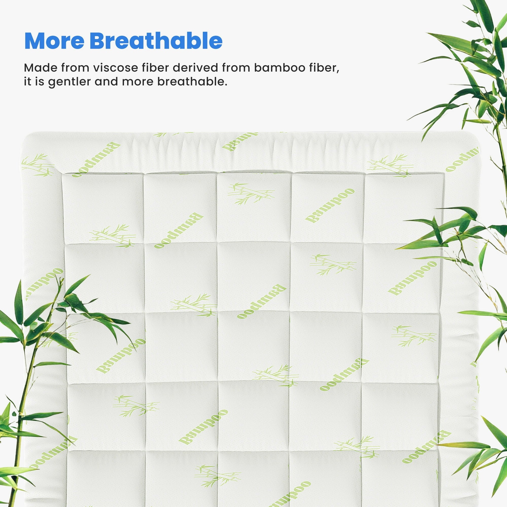 edx Mattress Protector, Thickened Mattress Pad with Bamboo Fiber Viscose Filling, Breathable, Soft, Cooling,Green