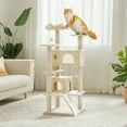 EDX 54" Cat Tree Tower for Indoor Cats, Multi-Level Pet Furniture with Sisal Scratching Post, Large Cozy Condo, Climbing Ramp, Kitten Toy