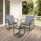 edx 3-Piece Textilene Outdoor Patio Set, Coffee Table & 2 Rocking Chairs