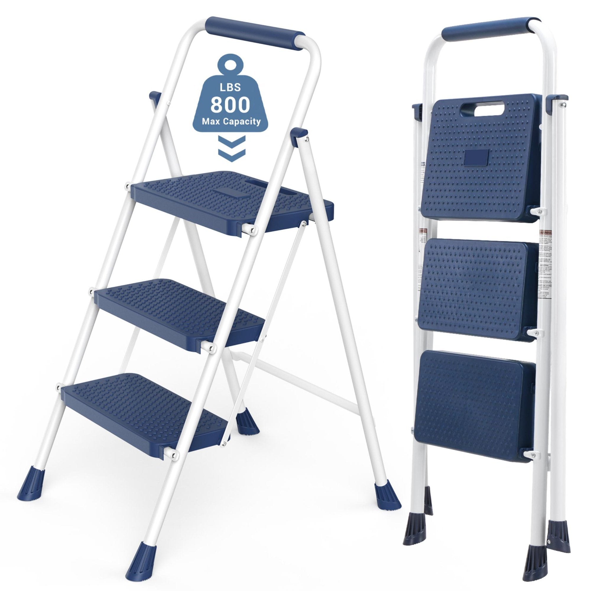 edx 2 Step Ladder, Portable Folding Step Stool with Anti-Slip Pedal & Comfortable Handrail, Lightweight 800Lbs Capacity, Heavy Duty Step Stool for Kitchen, Garage & Outdoor Use,