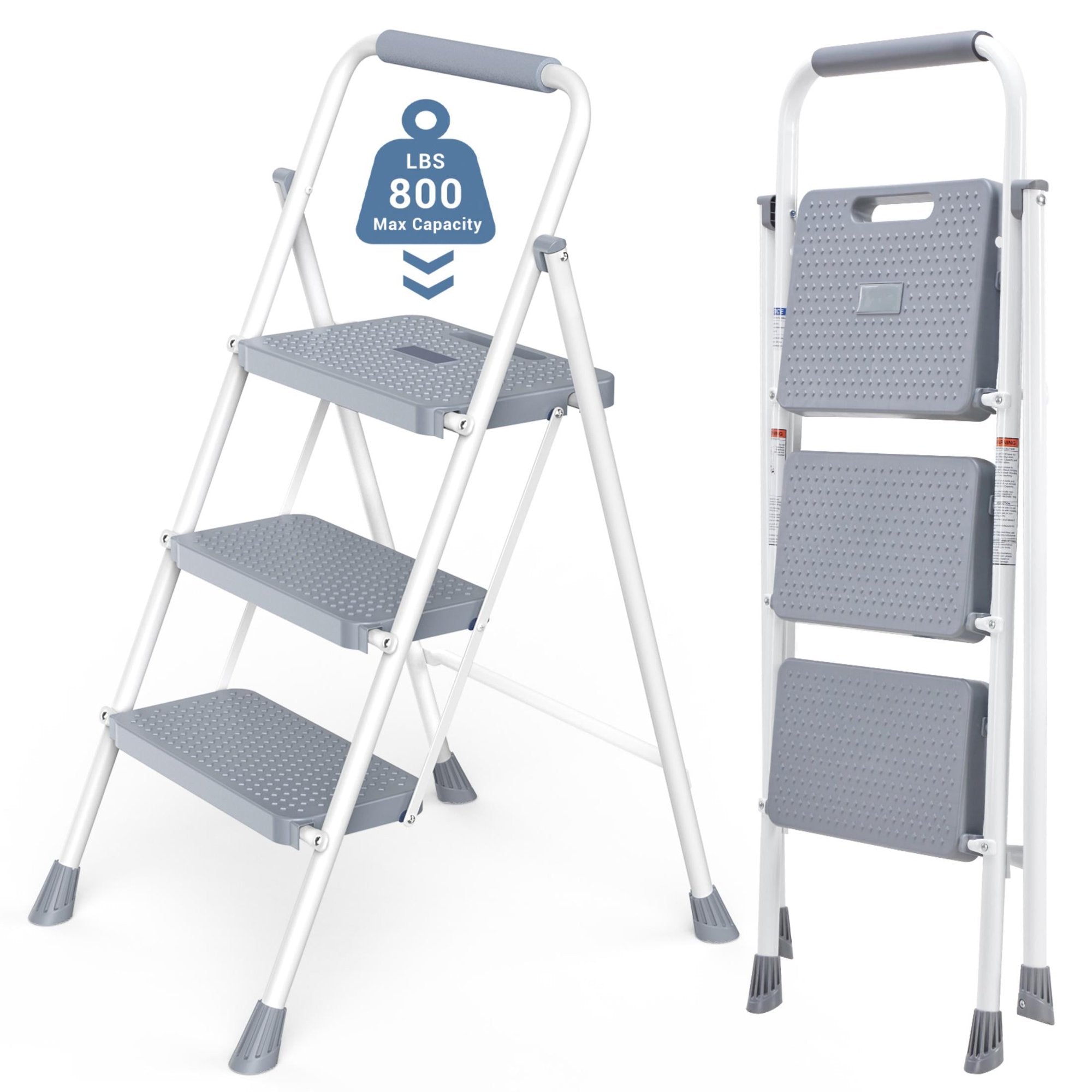 edx 2 Step Ladder, Portable Folding Step Stool with Anti-Slip Pedal & Comfortable Handrail, Lightweight 800Lbs Capacity, Heavy Duty Step Stool for Kitchen, Garage & Outdoor Use,