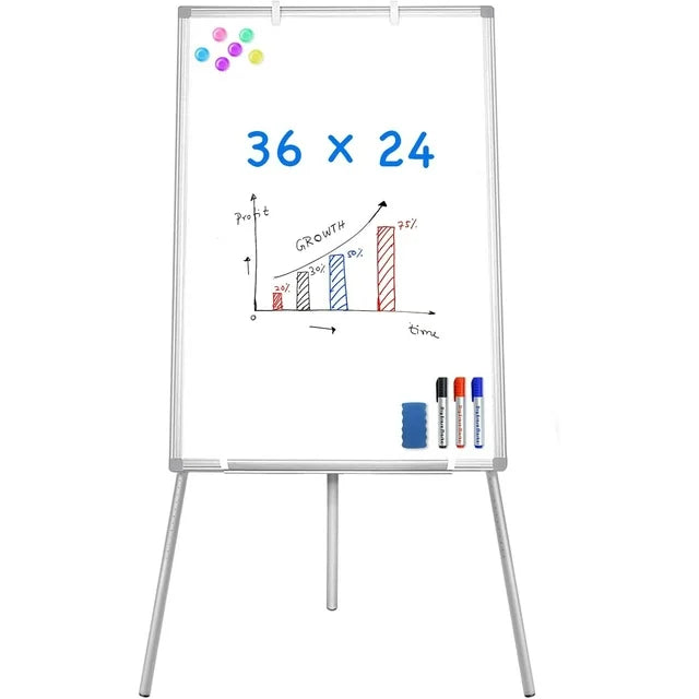 edx 36x24 Magnetic Portable Stand Whiteboard with Adjustable Tripod Easel for School, Home Office, Black