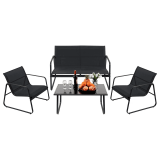 edx 4-Piece Textilene Outdoor Patio Set, Coffee Table & 3 Rocking Chairs, Black