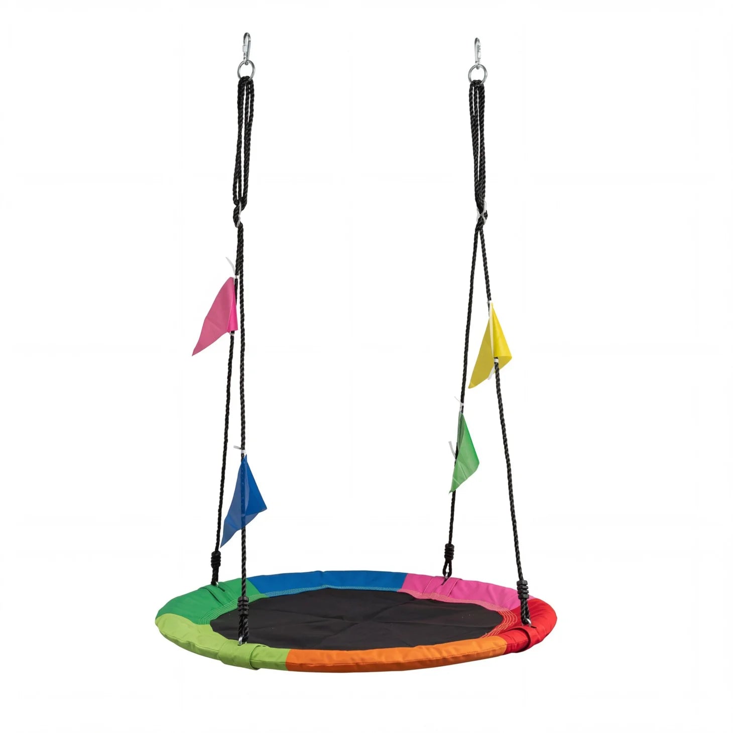 edx 40" Flying Saucer Swing for Kids, 33"-63" Adjustable Height Tree Swing with 4 Detachable Velcro Flags, Outdoor Swing Sets for Backyard
