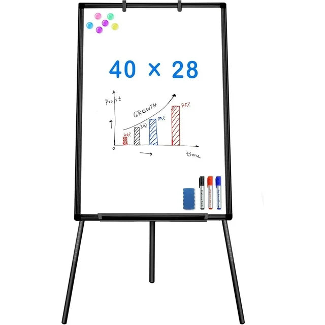 edx 36x24 Magnetic Portable Stand Whiteboard with Adjustable Tripod Easel for School, Home Office, Black