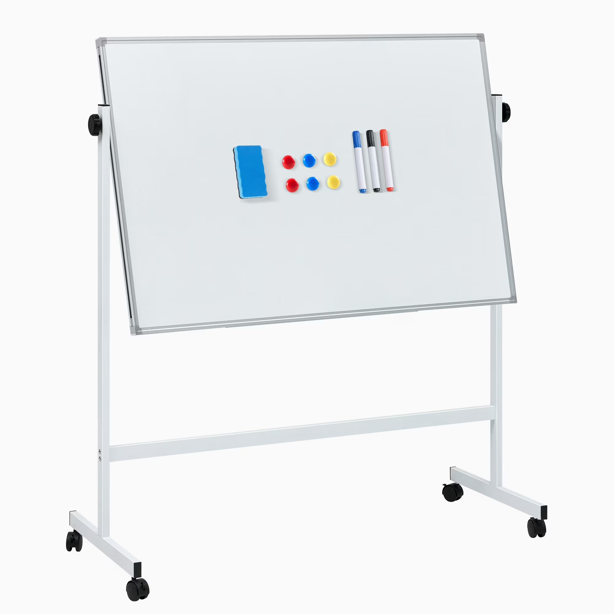 edx 46x32 Mobile Magnetic Whiteboard with Aluminum Stand & Wheels for Home Office, Classroom