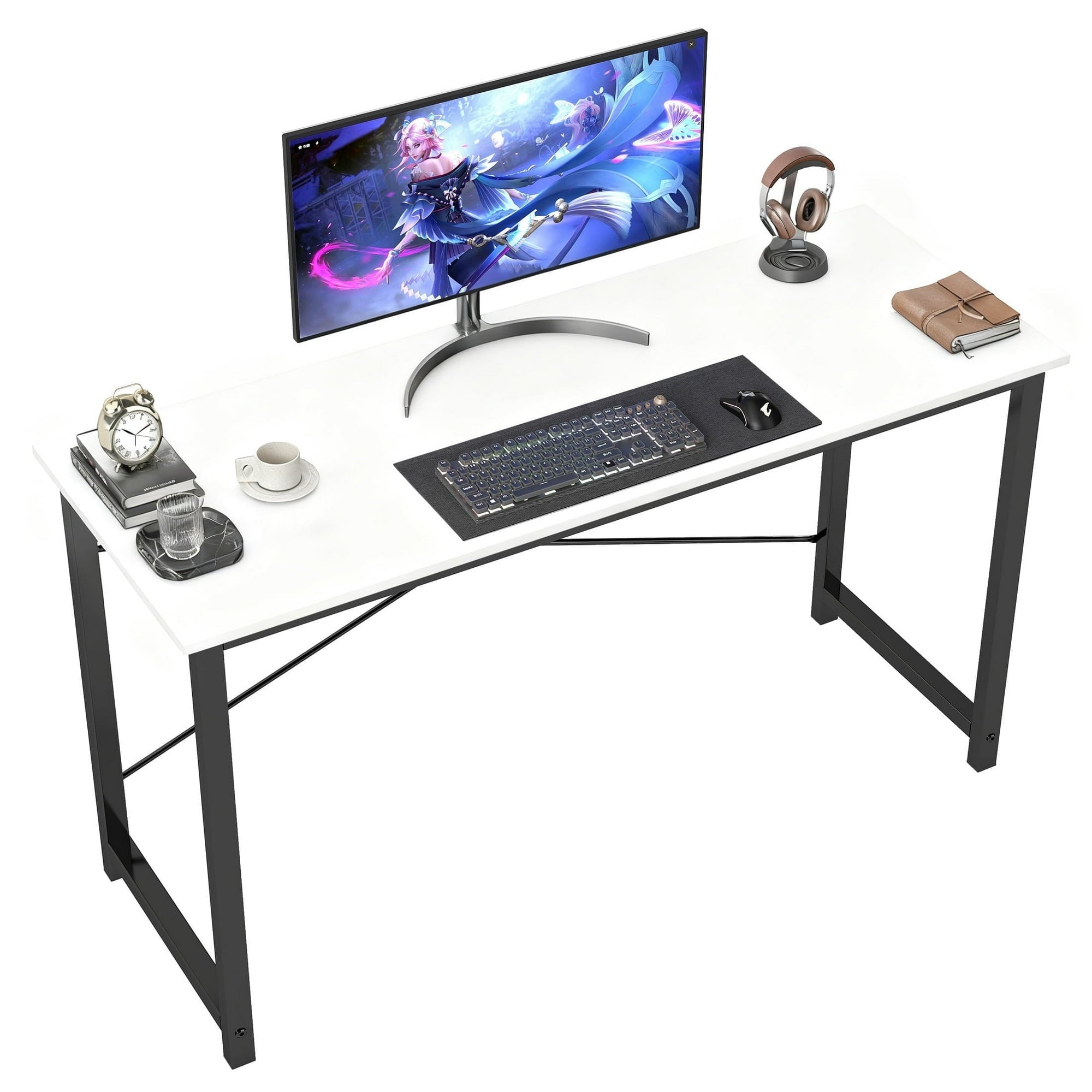edx Computer Desk for Home Office, Office Table for Small Spaces, Writing Desk, White