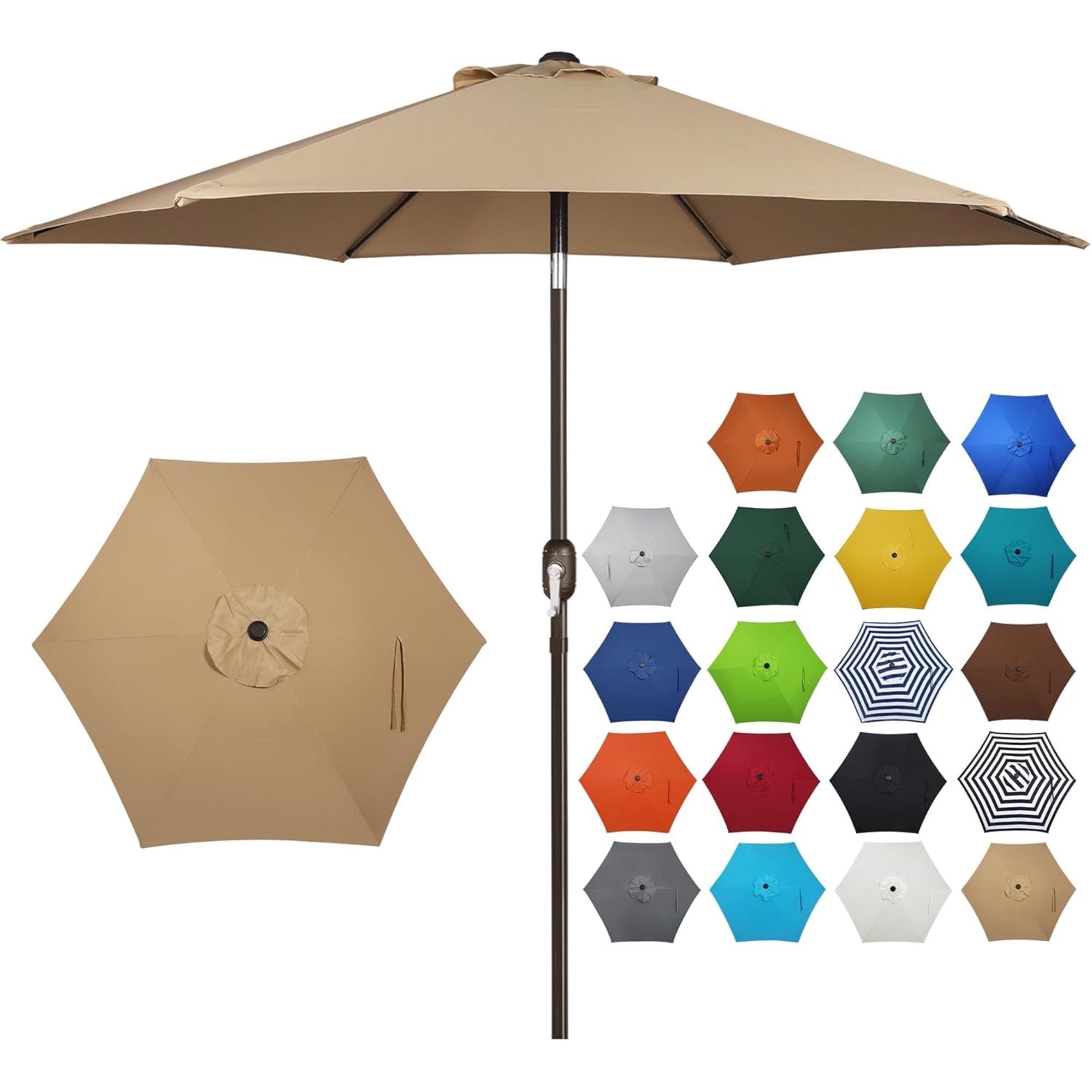 edx 7.5' Outdoor Patio Umbrella, Outdoor Table Umbrella, Yard Umbrella, Market Umbrella with 8 Sturdy Ribs, Push Button Tilt and Crank