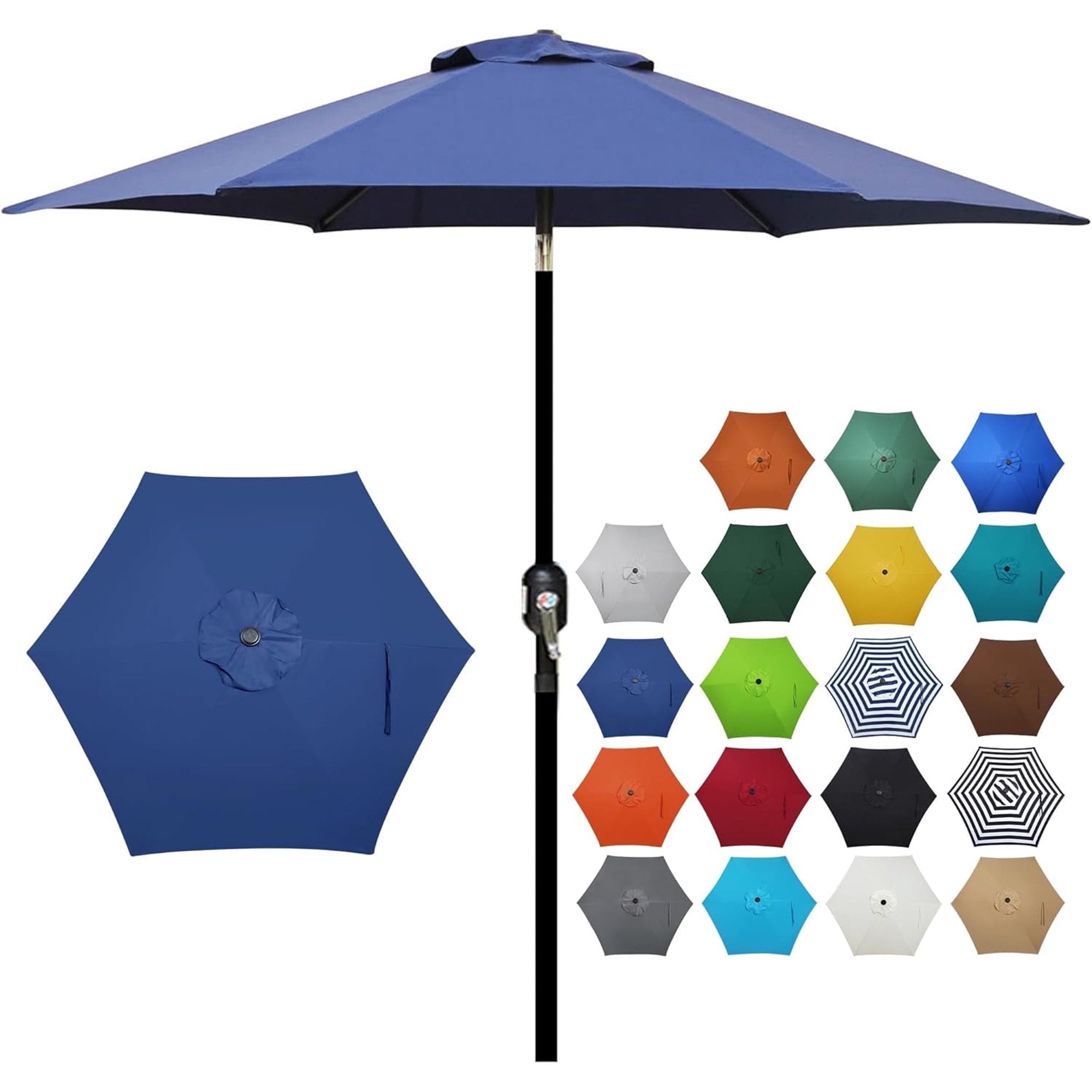 edx 7.5' Outdoor Patio Umbrella, Outdoor Table Umbrella, Yard Umbrella, Market Umbrella with 8 Sturdy Ribs, Push Button Tilt and Crank