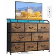 edx 8-Fabric-Drawers Dresser, Multifunctional and Removable TV Stand and Storage Cabinet, Lighting Adjustment with Multi-Interface Storage Furniture for Bedroom, Living Room, Office, Hallway