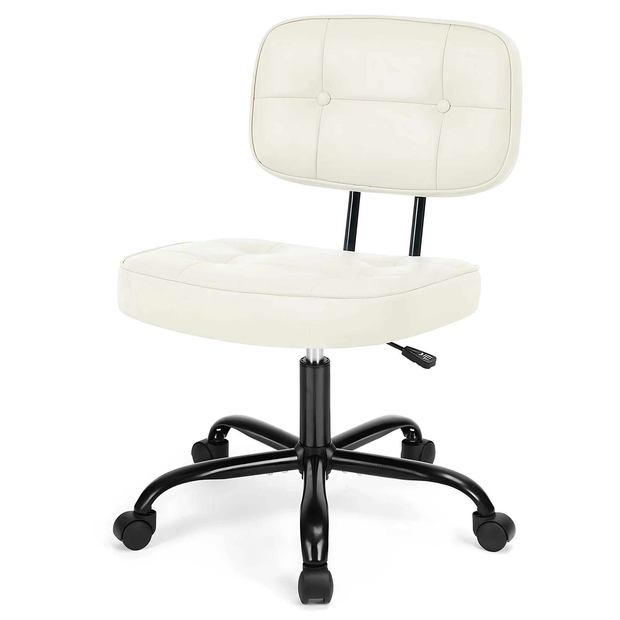 edx Armless Office Chair with Wheels for Adults and Teens, Low Back Lumbar Support and Height Adjustment Office Desk Chair