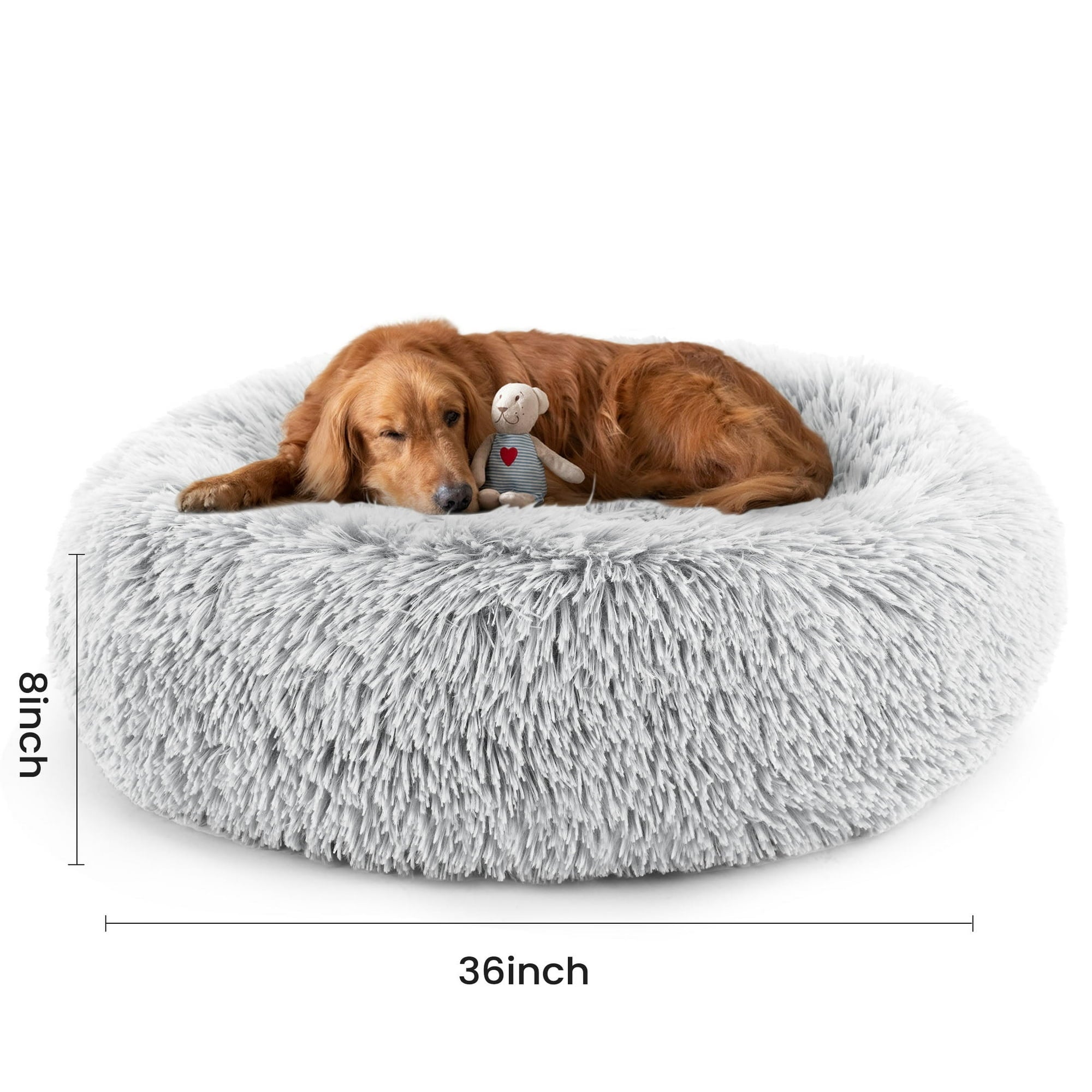 edx Calming Donut Dog Bed for Extra Large Dogs, Soft Warm Cozy Plush Round Fluffy, Machine Washable