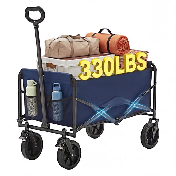 edx Collapsible Wagon Cart, Portable Folding Wagon for Outdoor Camping, Shopping