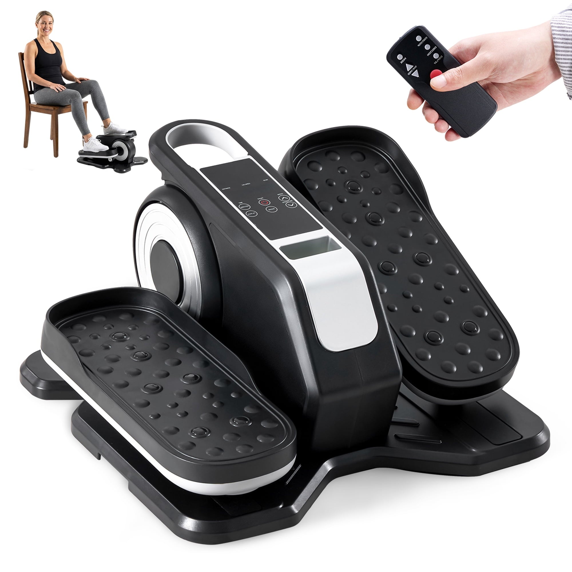 edx Under Desk Elliptical Machine, Portable Electric Leg Exerciser with Remote, Electric Seated Pedal Exerciser for Seniors, Home Office