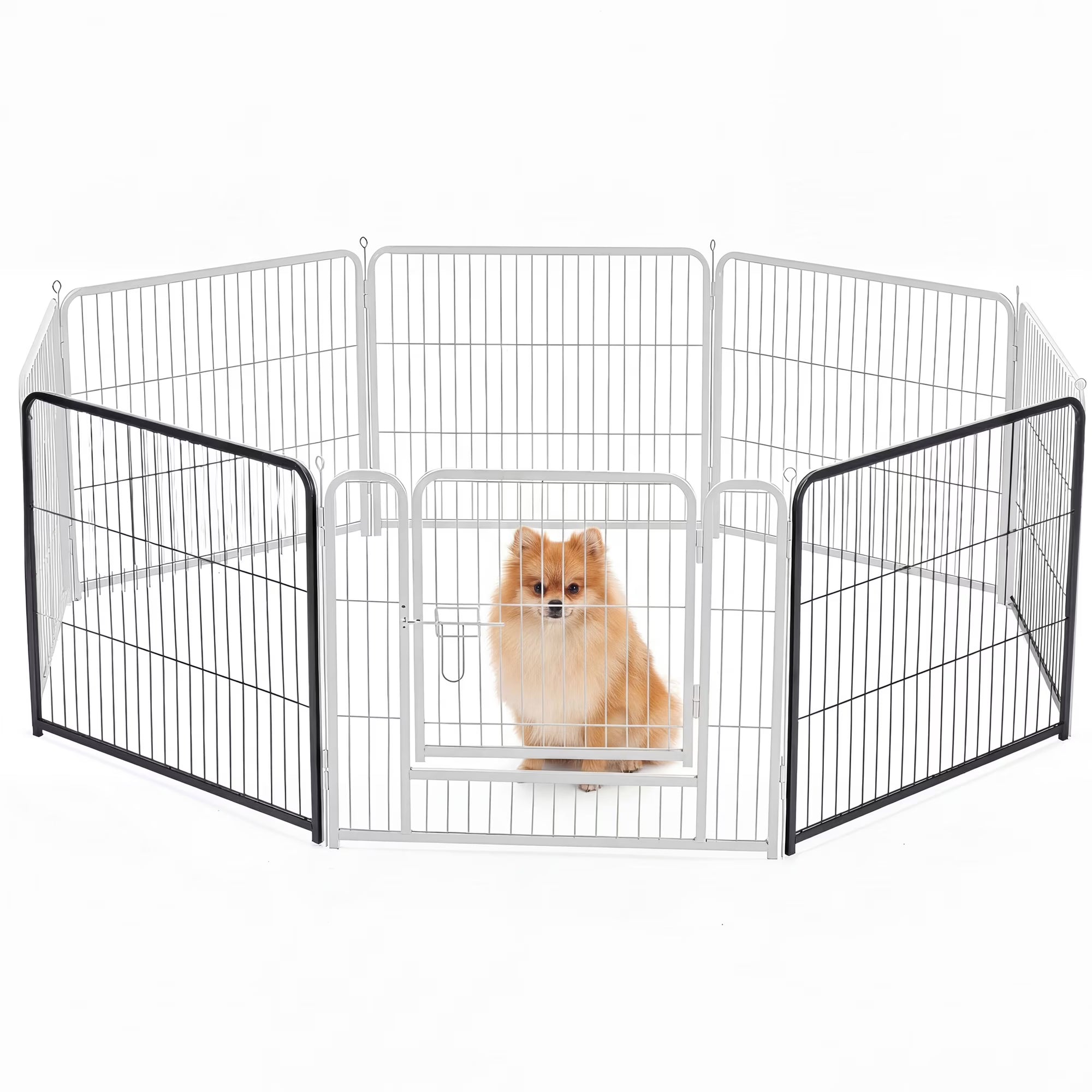 edx Dog Playpen, Foldable Heavy Duty Metal Puppy Exercise Pen with Doors Indoor Outdoor