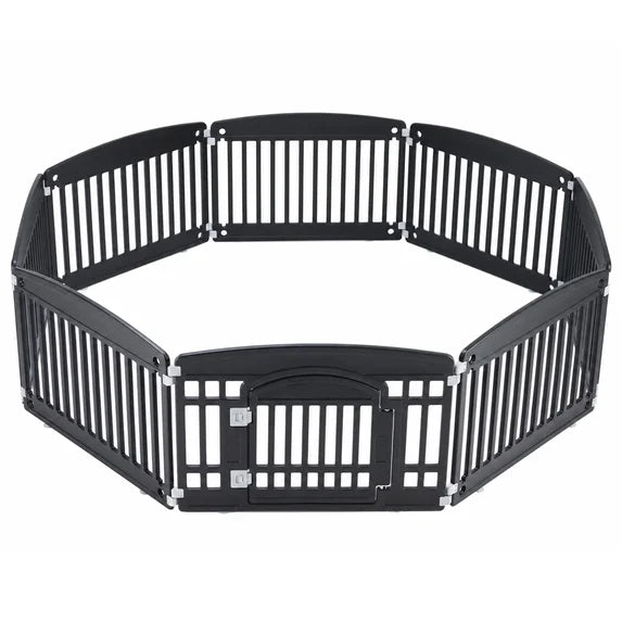 edx Dog Playpen, 24" Plastic Puppy Playpen with 8 Fence Panels, Secure Door, Portable dog fence for Small & Medium Dogs, Indoor and Outdoor Use