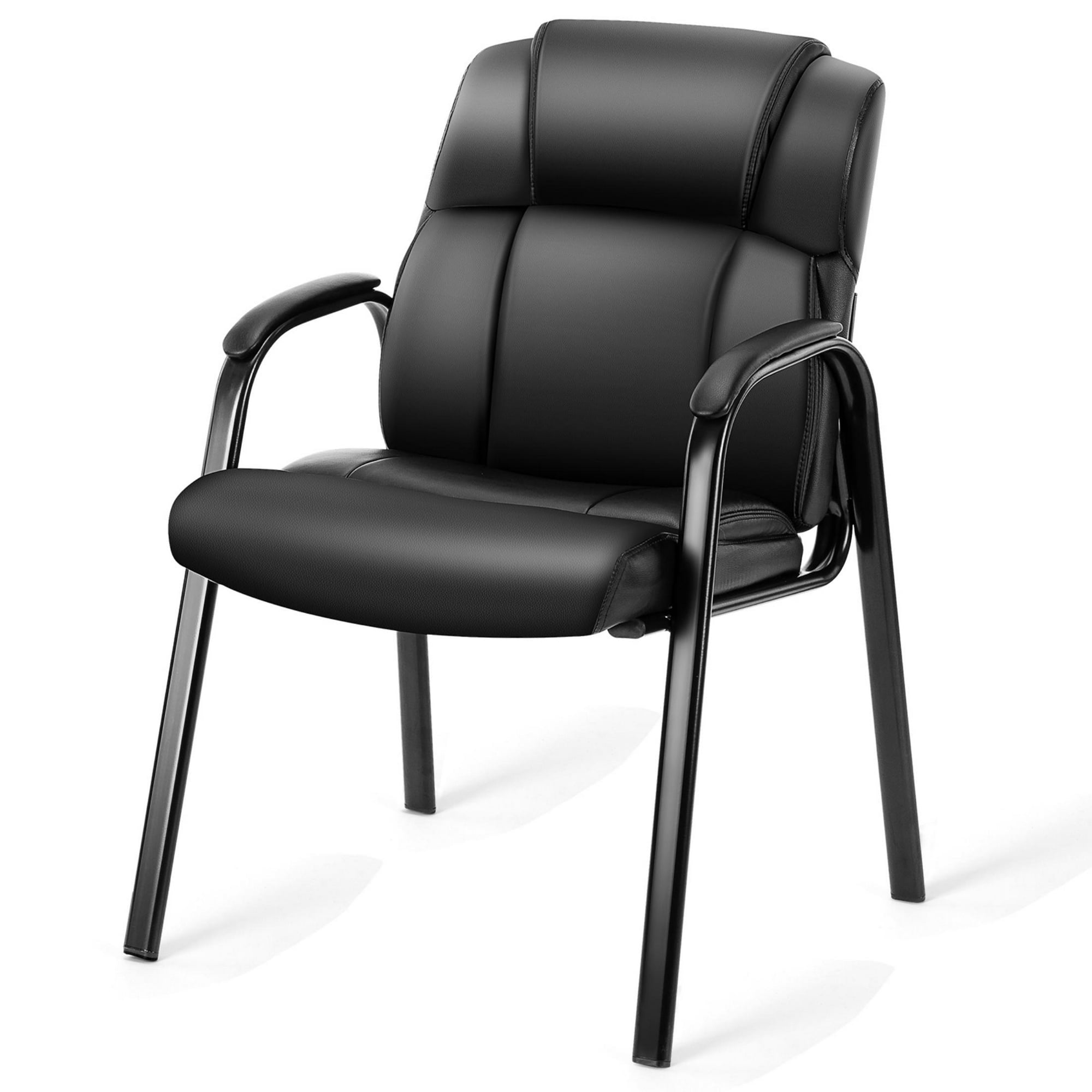 edx Executive Office Guest Chair - Stylish and Comfortable PU Leather Desk Chair with Lumbar Support and Padded Armrest, Perfect for Conference Rooms, Reception Areas, and Waiting Rooms
