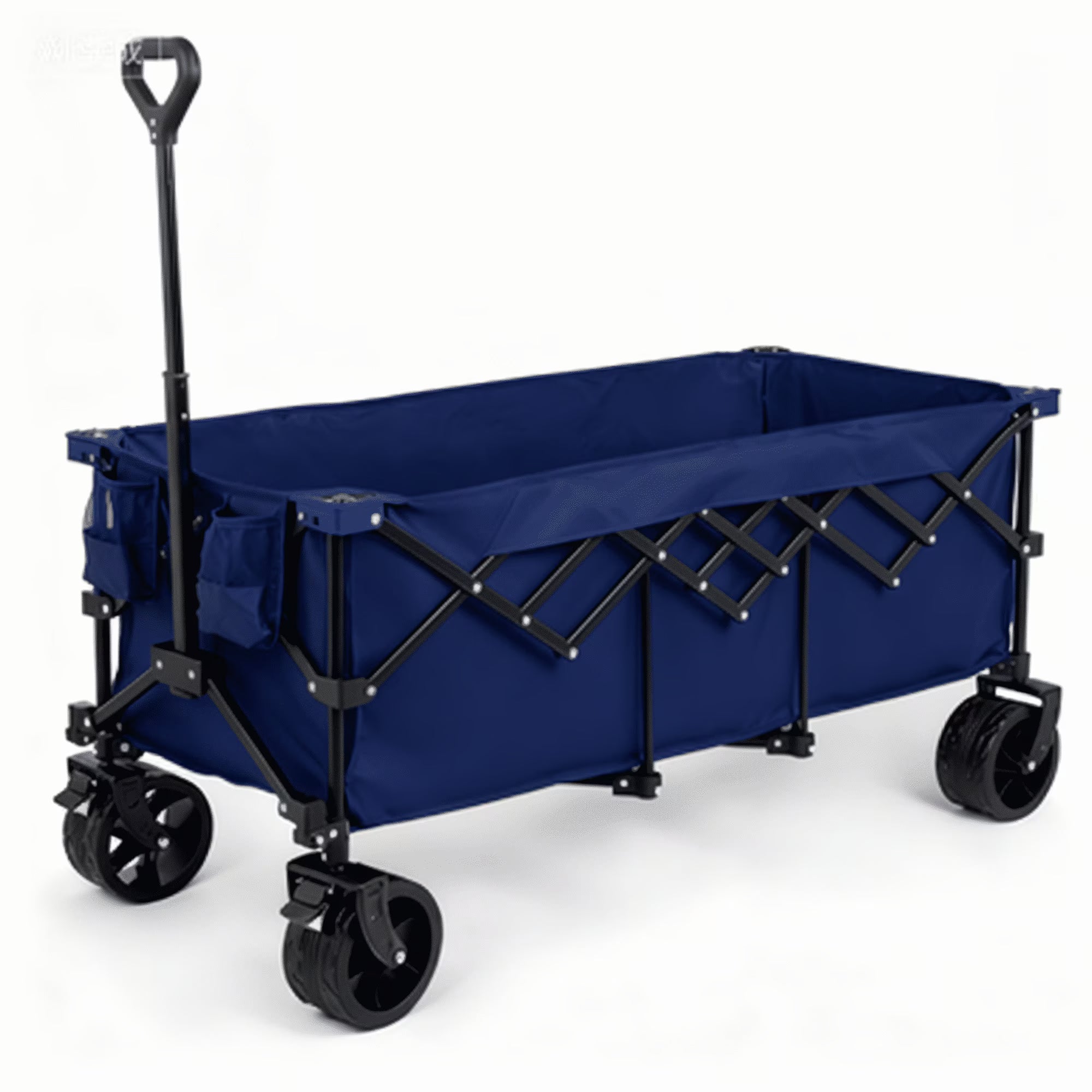 edx 440lbs Collapsible Folding Wagon Cart with Heavy Duty Steel Frame, Large Capacity Garden Wagon, All-Terrain Wheels for Camping, Sports, Shopping