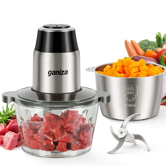 edx Food Processor, Electric Meat Grinder, Vegetable Chopper, with Dual Bowls, Suitable for Fruits, Meat, and Nuts