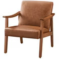edx Modern Upholstered Accent Chair with Wooden Frame, Faux Leather, Adjustable Foot Rails for Living Room, Bedroom, Home Office Chair