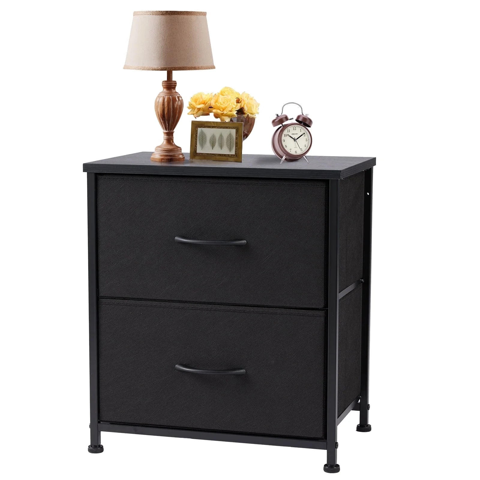 edx Nightstand, End Table Side Table with 2 Fabric Drawers Bedside Table for Bedroom, Closet, Dorm