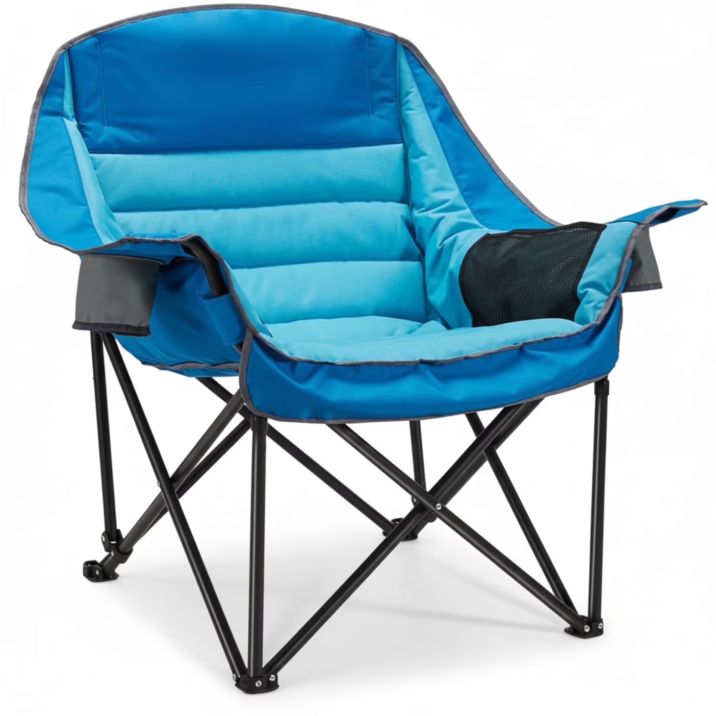 edx Oversized Heavy Duty Camping Chair, 500 lbs Capacity, Foldable Outdoor Seat with Cup Holder & Side Pockets, Portable Lawn Seat for Outdoor Activities