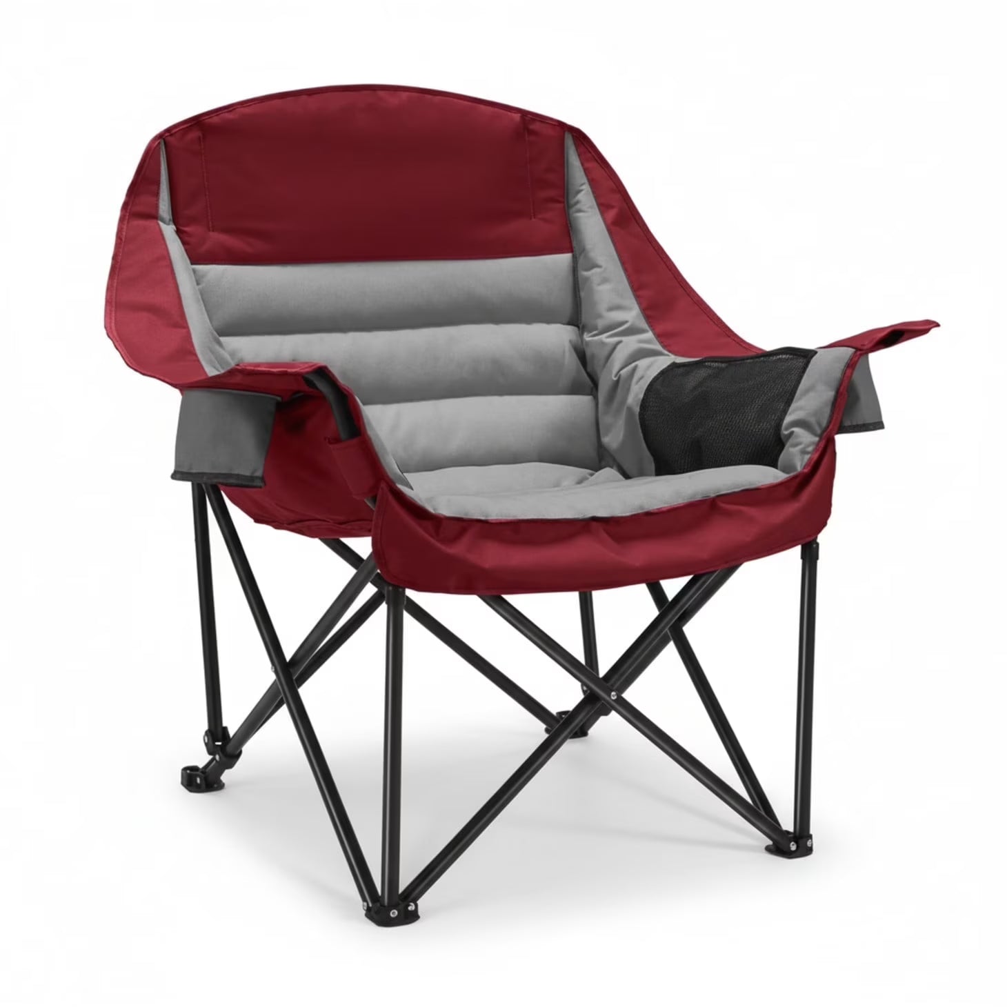 edx Oversized Heavy Duty Camping Chair, 500 lbs Capacity, Foldable Outdoor Seat with Cup Holder & Side Pockets, Portable Lawn Seat for Outdoor Activities