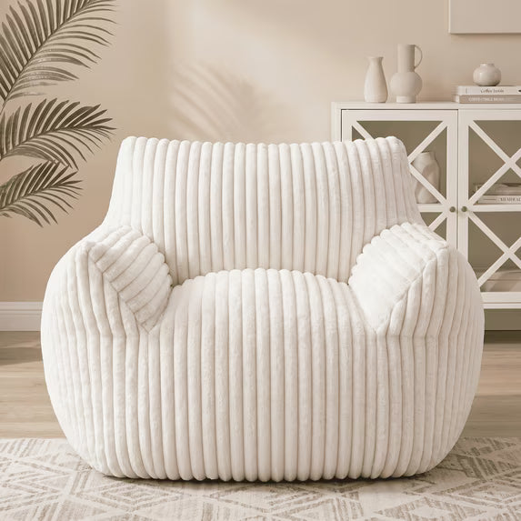 edx Plush Bean Bag Chair Cozy Fluffy Single Cloud Couch with Armrests - Ultra Soft Comfy Beanbag Sofa for Napping, Reading and Relaxing