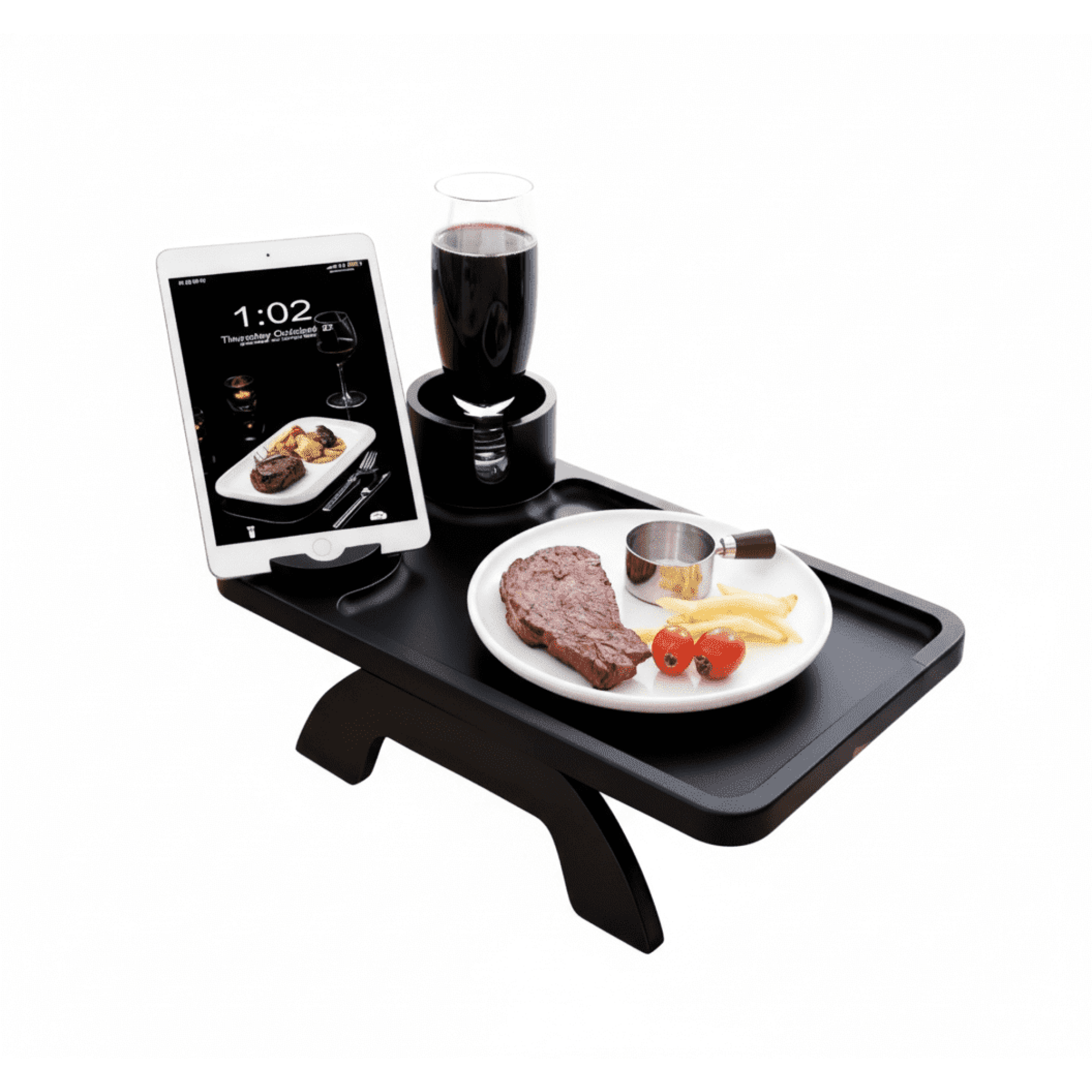 EDX Acacia Wood Sofa Tray Table, 3-in-1 Organizer with Rotating Phone Holder and Cup Slots for Couch, Bed, Recliner