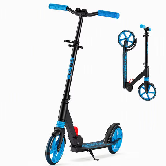 edx Two-Wheel Kick Scooter for Kids 6-12, Teens & Adults, with Dynamic RGB Lights, Foldable, 8-Inch Wheels