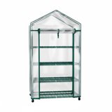 edx Mini Greenhouse for Outside & Indoor Use, Portable Green House, Multi-Tier Plant Growing Rack with PE Cover, Green