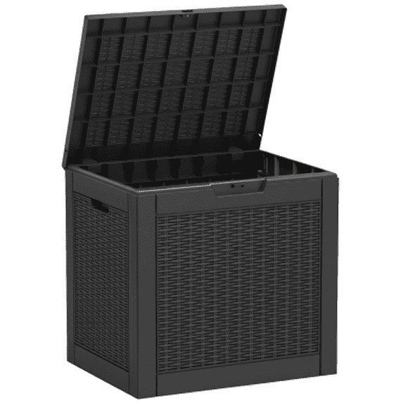 EDX 31-Gallon Outdoor Deck Box, Lockable Lid, 100° Opening, All-Weather Waterproof Resin Storage for Patio & Backyard, 170 lbs Capacity, Black
