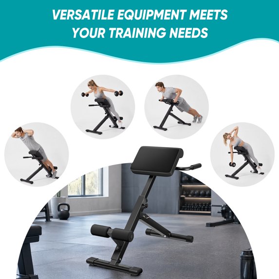 EDX Roman Chair Hyperextension Bench, Adjustable Foldable 250 lbs Capacity, Multi‑Purpose Home Gym Workout Bench for Glutes, Hamstrings, Back & Abs, Black