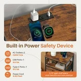 edx 3 Fabric Drawers Nightstand with Charging Station & USB/Type-C Ports and Outlets, Variable Light Strip Bedside End Table with Adjustable Feet for Bedroom, Rust Brown