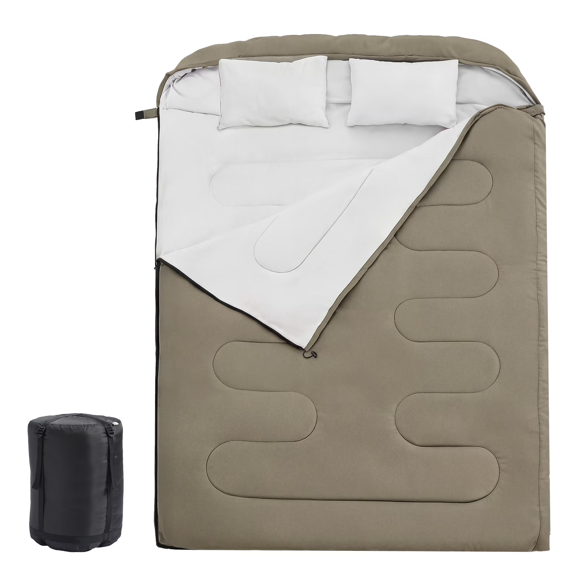 edx Double Sleeping Bag for Adults with 2 Pillows,Waterproof 2 in 1 Design,Lightweight Portable for Camping Hiking