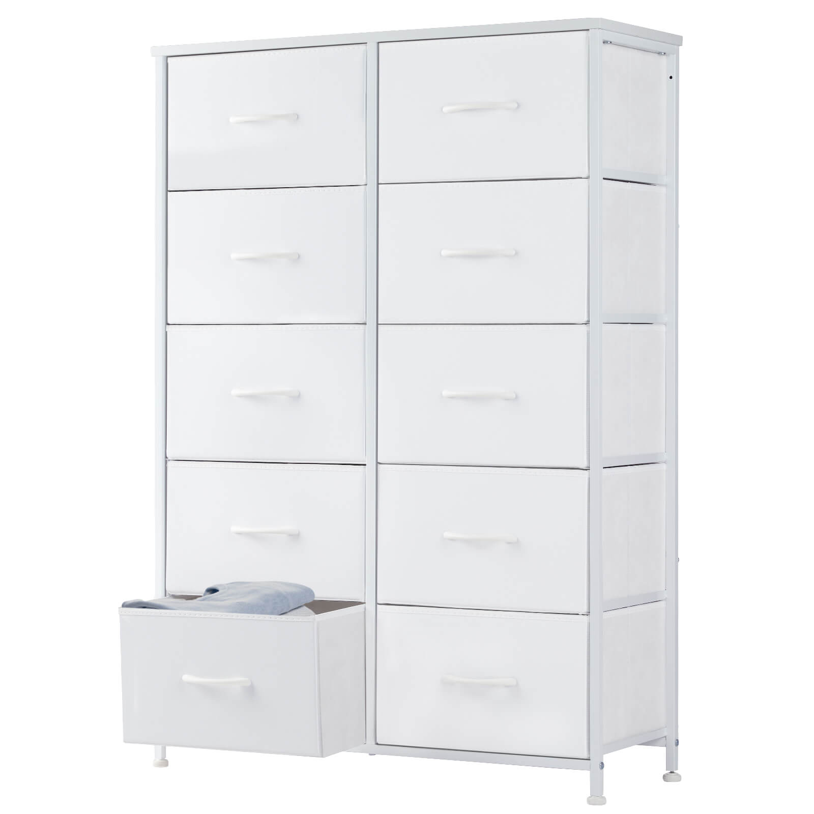 edx Tall Dresser Fabric Storage Tower with 8 Fabric Bins Drawers,Wooden Top for Kid Room, Closet, Entryway, Nursery